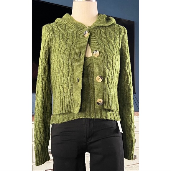 Anthropologie Hooded Cable Knit Two Piece Sweater Set XS - Picture 5 of 16